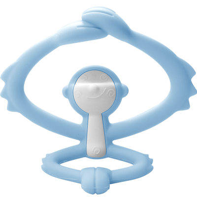 Mombella Hugging Monkey Teether Toy for Babies 5+ Months – BPA-Free, Soft Silicone, Safe & Fun Design for Teething Relief, Easy-Grip, Ideal Gift - Light Blue