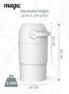 MAGIC - THOTH M Diaper Pail | Odorless & Telescopic | Toilet Lid | Free Roll of 15 Bags - White