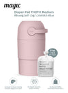 MAGIC - THOTH M Diaper Pail | Odorless & Telescopic | Toilet Lid | Free Roll of 15 Bags - Blush Pink