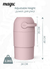 MAGIC - THOTH M Diaper Pail | Odorless & Telescopic | Toilet Lid | Free Roll of 15 Bags - Blush Pink