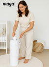 MAGIC - THOTH L Diaper Pail | Odorless & Telescopic | 2nd Life Concept: Converts to Potty Trainer, Kitchen Waste Bin, or Toilet Lid | Free Roll of 15 Bags - White