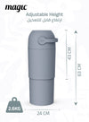 MAGIC - THOTH L Diaper Pail | Odorless & Telescopic | 2nd Life Concept: Converts to Potty Trainer, Kitchen Waste Bin, or Toilet Lid | Free Roll of 15 Bags - Pigeon Blue