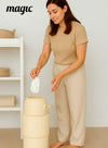 MAGIC - HEKA M Diaper Pail | Odorless &amp; Telescopic | 35 Diaper Capacity | 2nd Life Concept: Converts to Potty Trainer, Kitchen Waste Bin, or Toilet Lid | Free Roll of 15 Bags - Beige