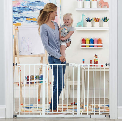 Regalo Widespan Extra Wide Baby Gate – Adjustable 29" to 56" Safety Gate with Walk-Through Door, Pressure & Hardware Mounting for Doorways & Hallways