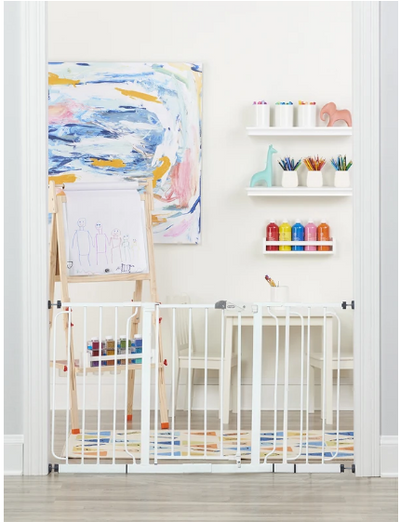 Regalo Widespan Extra Wide Baby Gate – Adjustable 29" to 56" Safety Gate with Walk-Through Door, Pressure & Hardware Mounting for Doorways & Hallways