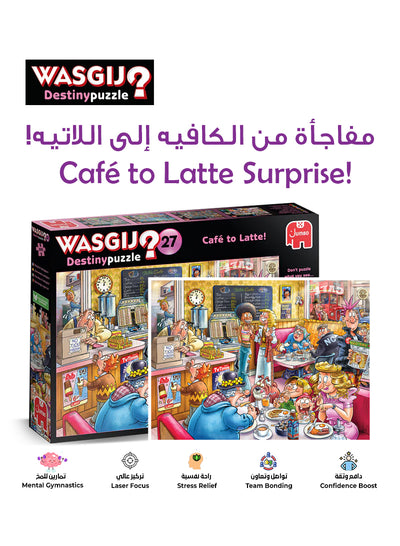 Wasgij Destiny 27 - Café to Latte Puzzle | 1000 Pieces | Unique Puzzle Concept | Fun & Creative Challenge | Eco-Friendly Materials | Size 68x49 cm