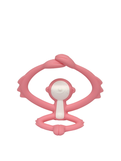 Mombella Hugging Monkey Teether Toy for Babies 5+ Months – BPA-Free, Soft Silicone, Safe & Fun Design for Teething Relief, Easy-Grip, Ideal Gift - Pink