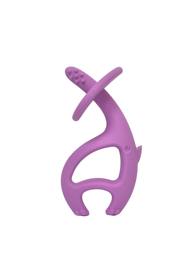 Mombella Dancing Elephant Teether Toy for Babies 4+ Months – BPA-Free, Soft Silicone, Safe and Fun Design for Teething Relief, Easy to Hold - Purple