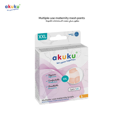 Akuku Reusable Mesh Maternity Briefs for Postpartum | Breathable & Washable Underwear for After Birth Recovery | High Waist | Size XXL | Pack of 2 | Soft | Stretchable | Hygienic