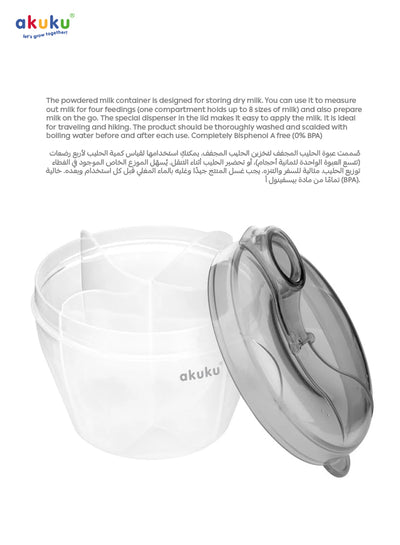 4-Compartment Powdered Milk Dispenser | Baby Formula Storage Box | Airtight Rotating Lid | Travel-Friendly | Holds 32 Scoops | BPA-Free | Hygienic & Safe