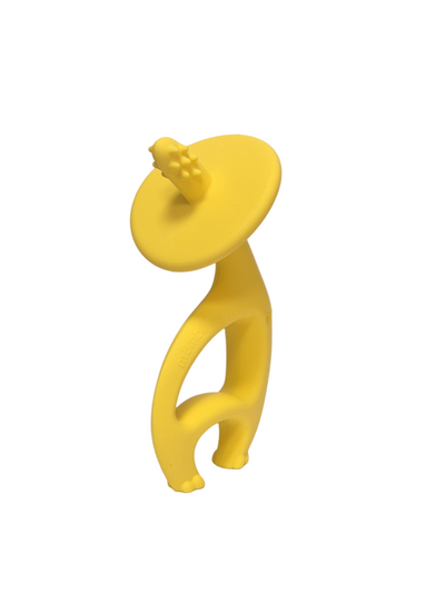 Mombella Dancing Elephant Teether Toy for Babies 4+ Months – BPA-Free, Soft Silicone, Safe and Fun Design for Teething Relief, Easy to Hold - Yellow