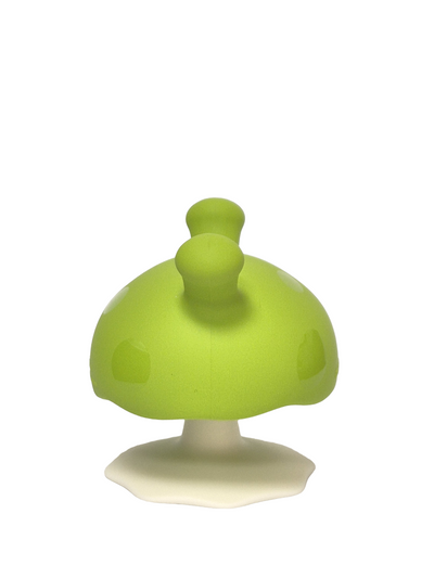 Mombella Mimi Mushroom Soothe Teether Toy for Babies 3+ Months – BPA-Free, Soft Silicone, Teething Relief, Easy-Grip Design, Free Clip Included - Green