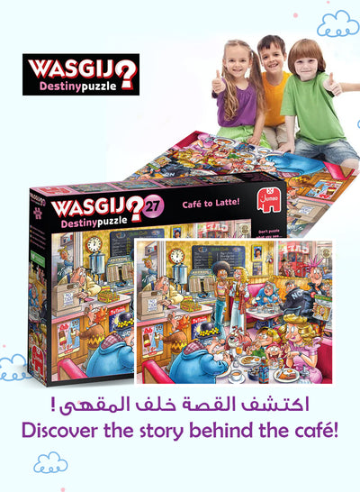 Wasgij Destiny 27 - Café to Latte Puzzle | 1000 Pieces | Unique Puzzle Concept | Fun & Creative Challenge | Eco-Friendly Materials | Size 68x49 cm