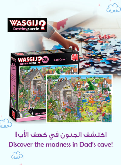 Wasgij Destiny 28 - Dad Cave Puzzle | 1000 Pieces | Fun & Challenging | Imagination Puzzle | Eco-Friendly Materials | Size 68x49 cm | Unique Puzzle Concept