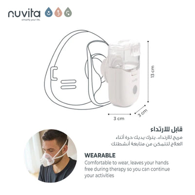Wearable MESH Aerosol | Hands-Free Therapy for Respiratory Treatment | Fast & Quiet | Rechargeable Lithium Battery | Includes Masks, Mouthpiece, Carrying Case | Self-Cleaning Function