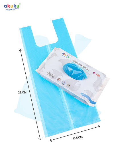 Akuku - Scented Disposable Diaper Bags | Hygienic Odor Control Sacks for Baby Diapers | Easy Tie Handles | 100 Pcs | 28 x 15.5 cm