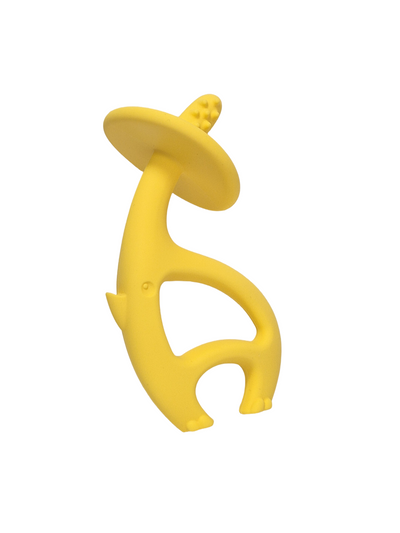 Mombella Dancing Elephant Teether Toy for Babies 4+ Months – BPA-Free, Soft Silicone, Safe and Fun Design for Teething Relief, Easy to Hold - Yellow