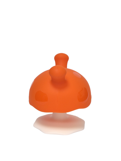 Mombella Mimi Mushroom Soothe Teether Toy for Babies 3+ Months – BPA-Free, Soft Silicone, Teething Relief, Easy-Grip Design, Free Clip Included - Orange