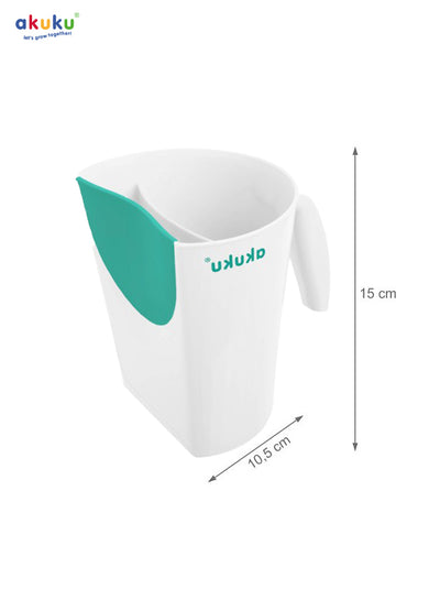 Akuku Tear-Free Shampoo Rinse Cup for Kids | Dual-Chamber Hair Washing Jug | Flexible Soft Rim | No-Splash Baby Bath Tool | Easy Grip Handle | 16 x 8 cm