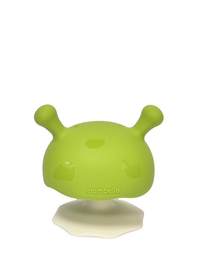 Mombella Mimi Mushroom Soothe Teether Toy for Babies 3+ Months – BPA-Free, Soft Silicone, Teething Relief, Easy-Grip Design, Free Clip Included - Green