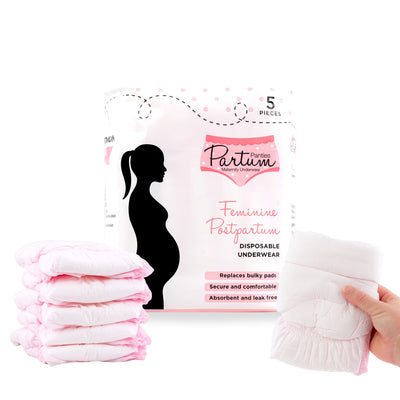 Partum Panties Maternity Disposable Underwear – Medium (AU 6–10/12) / Large (AU 12-18/20) – High-Waisted, Ultra-Soft, Absorbent – 5-Pack – C-Section & Postpartum Support