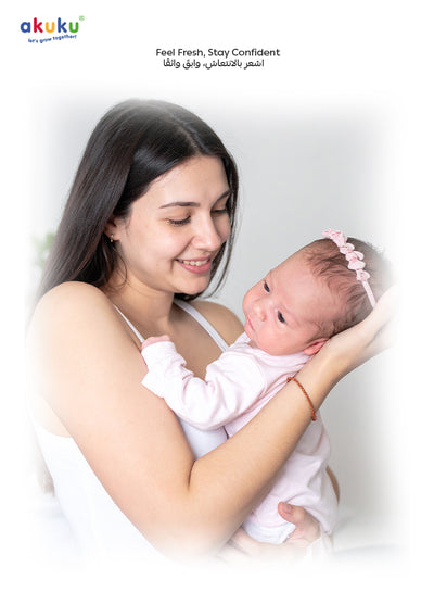 Akuku Disposable Breast Pads PREMIUM for Nursing Mothers | Ultra Absorbent | Leak Proof | Soft & Breathable | Individual Wrap | Pack of 30 | 12 x 12 x 0.2 cm