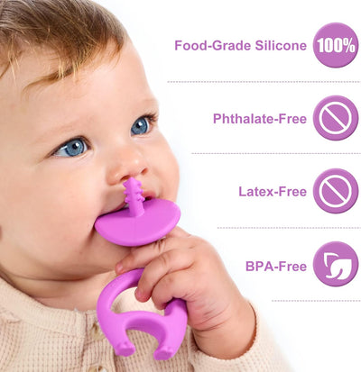 Mombella Dancing Elephant Teether Toy for Babies 4+ Months – BPA-Free, Soft Silicone, Safe and Fun Design for Teething Relief, Easy to Hold - Purple