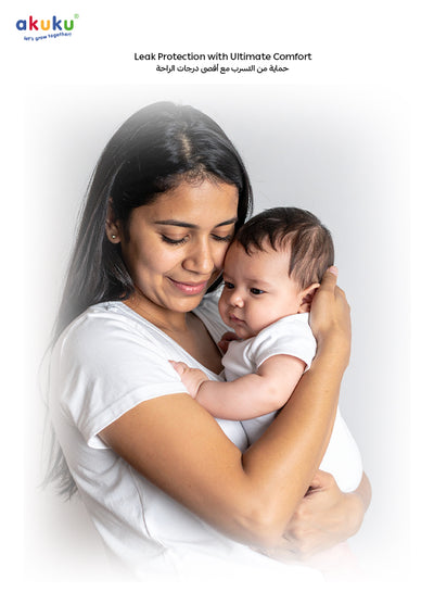 Akuku Ultra-Thin Disposable Breast Pads | 3× Faster Dryness & Freshness | Anatomical Shape | Soft Breathable Layer | Double Adhesive Strip | Discreet Underwear | 28×10×22 CM | 60 Pads