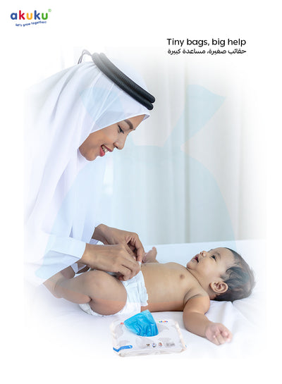 Akuku - Scented Disposable Diaper Bags | Hygienic Odor Control Sacks for Baby Diapers | Easy Tie Handles | 100 Pcs | 28 x 15.5 cm