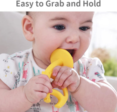 Mombella Dancing Elephant Teether Toy for Babies 4+ Months – BPA-Free, Soft Silicone, Safe and Fun Design for Teething Relief, Easy to Hold - Yellow