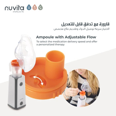 Portable Piston Nebulizer | Rechargeable Aerosol for Respiratory Therapy | Silent & Fast | For All Medications | Adjustable Flow | Includes Masks, Mouthpiece, and USB Cable
