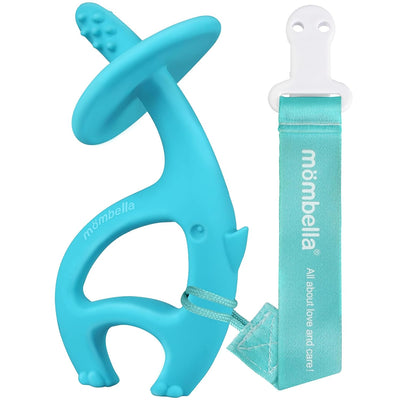 Mombella Dancing Elephant Teether Toy for Babies 4+ Months – BPA-Free, Soft Silicone, Safe and Fun Design for Teething Relief, Easy to Hold - Blue