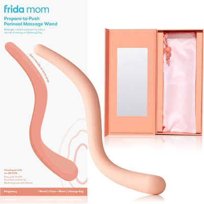 Frida Mom Prepare-to-Push Perineal Massage Wand OB-GYN Developed | Reduces Risk of Tearing | Easy Reach Around Bump | 100% Silicone | Includes Mirror for Guided | Pregnancy & Postpartum Essential