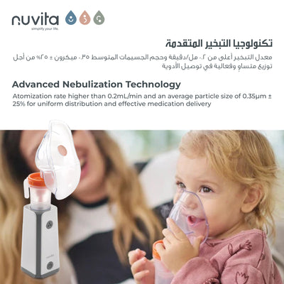 Portable Piston Nebulizer | Rechargeable Aerosol for Respiratory Therapy | Silent & Fast | For All Medications | Adjustable Flow | Includes Masks, Mouthpiece, and USB Cable