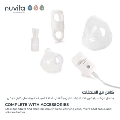 Wearable MESH Aerosol | Hands-Free Therapy for Respiratory Treatment | Fast & Quiet | Rechargeable Lithium Battery | Includes Masks, Mouthpiece, Carrying Case | Self-Cleaning Function