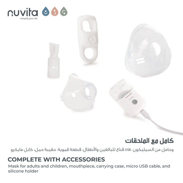 Wearable MESH Aerosol | Hands-Free Therapy for Respiratory Treatment | Fast & Quiet | Rechargeable Lithium Battery | Includes Masks, Mouthpiece, Carrying Case | Self-Cleaning Function