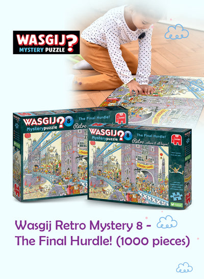 Wasgij Retro Mystery 8 - The Final Hurdle Puzzle | 1000 Pieces | Unique Puzzle Concept | Fun Imagination Challenge | Eco-Friendly Materials | Size 68x49 cm