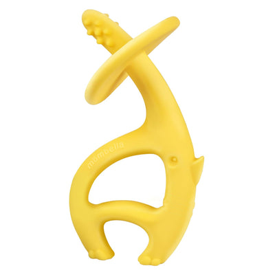 Mombella Dancing Elephant Teether Toy for Babies 4+ Months – BPA-Free, Soft Silicone, Safe and Fun Design for Teething Relief, Easy to Hold - Yellow