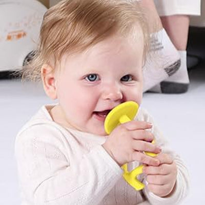 Mombella Dancing Elephant Teether Toy for Babies 4+ Months – BPA-Free, Soft Silicone, Safe and Fun Design for Teething Relief, Easy to Hold - Yellow