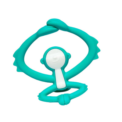 Mombella Hugging Monkey Teether Toy for Babies 5+ Months – BPA-Free, Soft Silicone, Safe & Fun Design for Teething Relief, Easy-Grip, Ideal Gift - Aqua Green