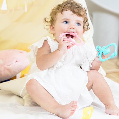 Mombella Hugging Monkey Teether Toy for Babies 5+ Months – BPA-Free, Soft Silicone, Safe & Fun Design for Teething Relief, Easy-Grip, Ideal Gift - Aqua Green