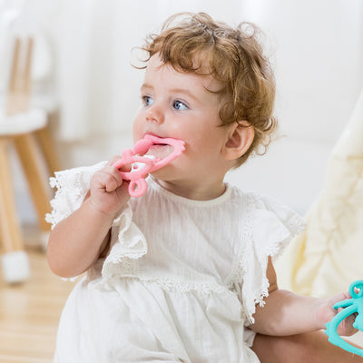 Mombella Hugging Monkey Teether Toy for Babies 5+ Months – BPA-Free, Soft Silicone, Safe & Fun Design for Teething Relief, Easy-Grip, Ideal Gift - Pink
