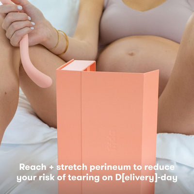Frida Mom Prepare-to-Push Perineal Massage Wand OB-GYN Developed | Reduces Risk of Tearing | Easy Reach Around Bump | 100% Silicone | Includes Mirror for Guided | Pregnancy & Postpartum Essential