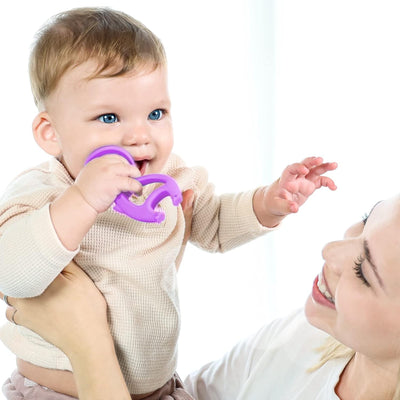 Mombella Dancing Elephant Teether Toy for Babies 4+ Months – BPA-Free, Soft Silicone, Safe and Fun Design for Teething Relief, Easy to Hold - Purple