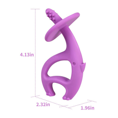 Mombella Dancing Elephant Teether Toy for Babies 4+ Months – BPA-Free, Soft Silicone, Safe and Fun Design for Teething Relief, Easy to Hold - Purple