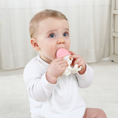 Mombella Ollie Octopus Teether Toy for Babies 5+ Months – Original Design, BPA-Free, Soft Silicone, Perfect for Teething Relief & Sensory Play - Old Rose