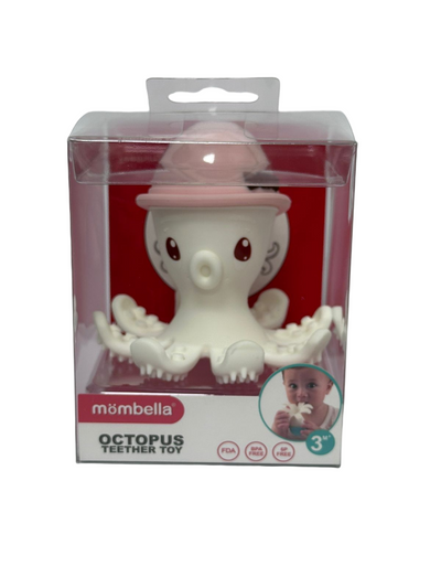 Mombella Ollie Octopus Teether Toy for Babies 5+ Months – Original Design, BPA-Free, Soft Silicone, Perfect for Teething Relief & Sensory Play - Old Rose