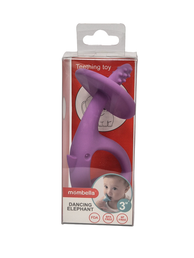 Mombella Dancing Elephant Teether Toy for Babies 4+ Months – BPA-Free, Soft Silicone, Safe and Fun Design for Teething Relief, Easy to Hold - Purple