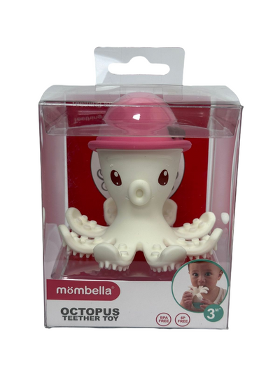 Mombella Ollie Octopus Teether Toy for Babies 5+ Months – Original Design, BPA-Free, Soft Silicone, Perfect for Teething Relief & Sensory Play - Pink