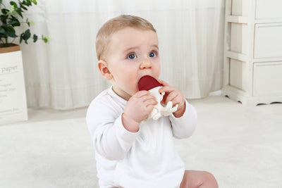 Mombella Ollie Octopus Teether Toy for Babies 5+ Months – Original Design, BPA-Free, Soft Silicone, Perfect for Teething Relief & Sensory Play - Chimney Red